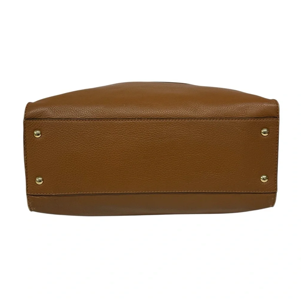 Michael Kors Hamilton Camel Brown Leather Satchel Tote Shoulder Bag 14 x 13 x 6 - Picture 12 of 16